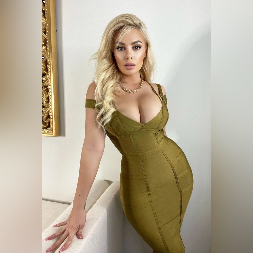 Fashion Nova Lansa Bandage Dress Olive Size Large